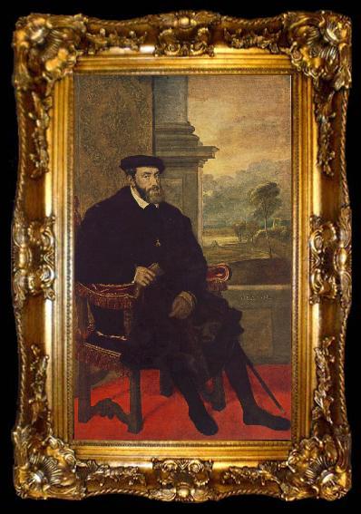 framed  TIZIANO Vecellio Portrait of Charles V Seated  r, ta009-2